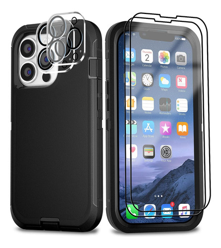 Funda Para iPhone 13 Con 2 Protectores Pantalla Vidrio Templ