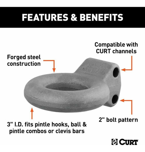 Curt 48600 Pintle Lunette Anillo De Enganche, 3 Pulgadas De