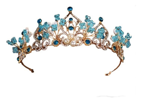Coroa Tiara Azul Claro Daminhas Florista Debutante Princesa 