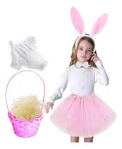 Comprar Disfraz De Conejita De Pascua Para Niñas Con Tutu Guantes Orejitas Humita Y Canasta 6 Pìezas Para Niñas