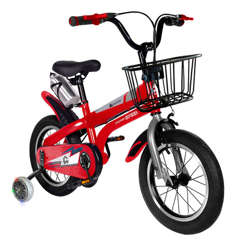 Bicicleta Infantil Para Niño Rodada 16 Con Ruedas Auxiliares Color Rojo