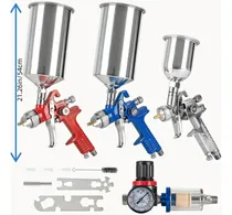 Comprar Kit 3 Pistolas De Pulverización Hvlp Con Frascos Regulador