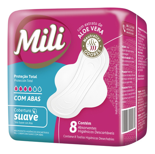 Absorvente Proteção Total Mili Aloe Vera 8 Unidades Feminino