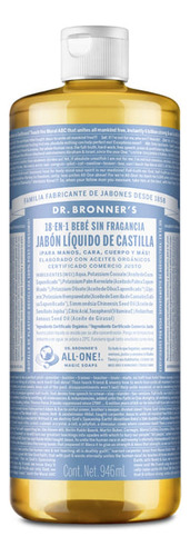 Jabón Liquido De Castilla Organico Dr Brooner´s Baby 946 Ml