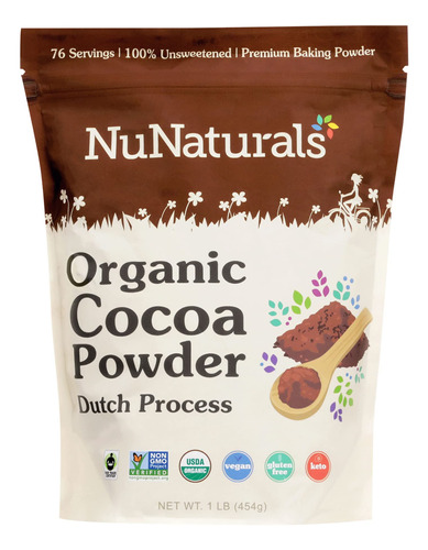 Nunaturals Polvo De Proceso Holandes De Cacao Organico Premi