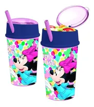 Comprar Vaso Plástico Con Sorbete Tapa Porta Cereales Minnie Disney