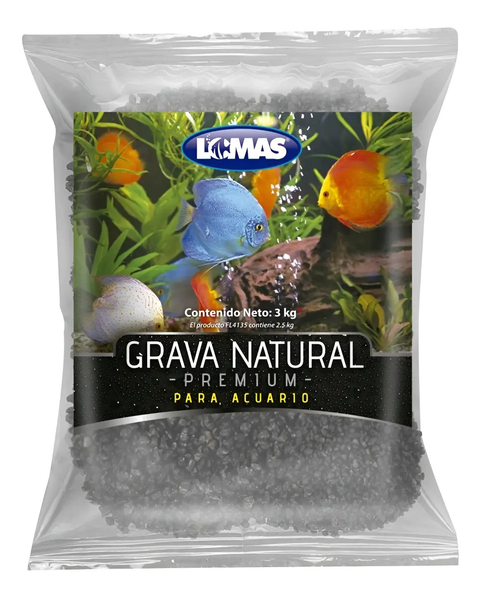 Grava para Acuario Lomas de Mármol Natural, Gris Oxford, 3 kg