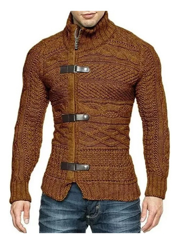 Casual Sweater Jacket With Leather Ring For Men