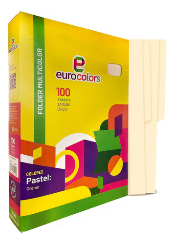 Folder Eurocolors Tamaño Oficio Color Crema 100pzs Pu0058