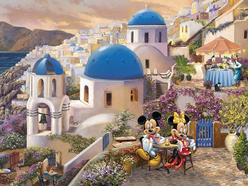 Disney Mickey Minnie Grecia Santorini Rompecabezas 750p Arte