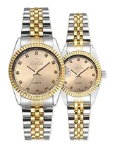 Comprar Swiss Brand Two Tone Watch Hombres Mujeres Gold Silver Stain
