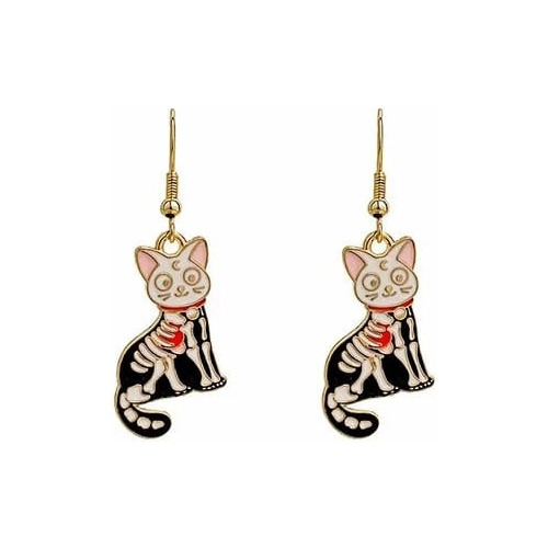 Aretes, Pendientes Esqueleto, Gato Muerto, Kawaii.