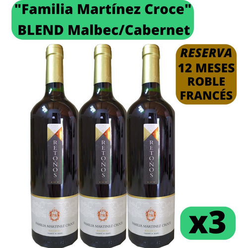 Vino Cabernet/malbec Retoños Bodega  Martinez Croce Caja X3 
