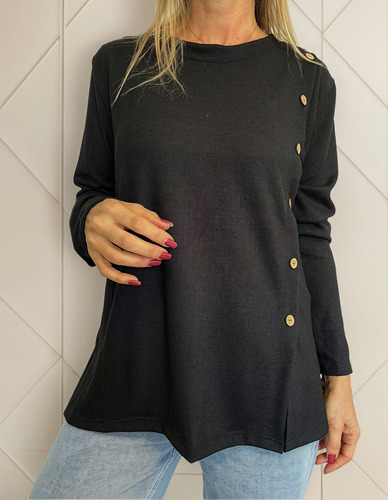 Sweater Bora Tiendacinco Lanilla Con Botones - Comodidad