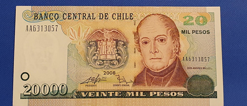 Chile Billete 20 Mil Pesos Año 2008