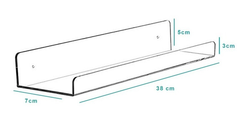 Imagen 3 de 6 de Dos Repisas Flotantes Acrílico 3mm 38 Cm Largo 7 Cm Ancho