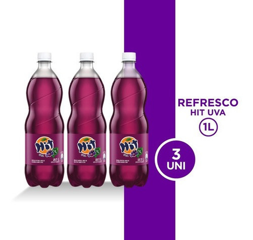 Refresco Hit Uva Sin Calorías Pet 1l 3 Unidades.