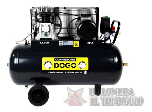 Compresor De Aire 3 Hp - 100 Litros - Trifásico - Dogo