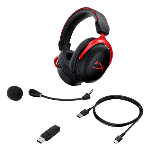 Imagen 5 de 5 de Audífonos gamer inalámbricos HyperX Cloud II Wireless HHSC2X-BA rojo
