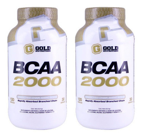 Bcaa 2000 Gold Nutrition 120 Capsulas X 2 Un