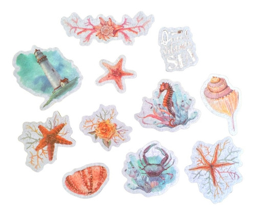 Stickers Playa Mar Sirena Pack 40 Unidades Ideal Souvenir