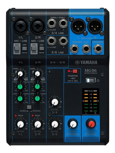 Mezcladora Análoga De 6 Canales Yamaha Mg-06