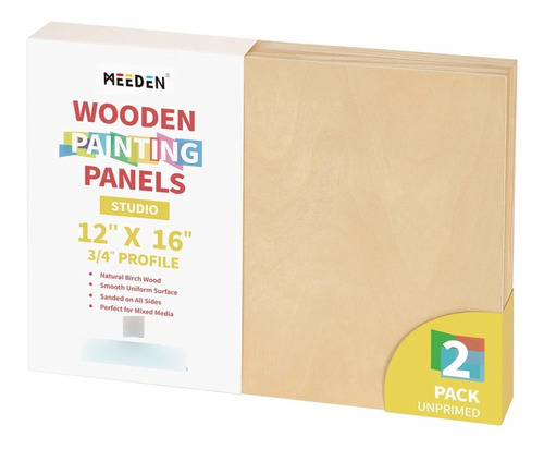 Meeden Panel Lienzo Madera 2 Tablero Pintura Abedul 12 X 16 