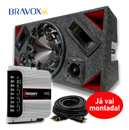 Caixa Amplificada 760w Subwoofer 12 Bravox + Módulo Taramps