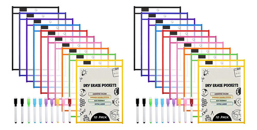 Bolsillos De Borrado En Seco (paquete De 20), Tamaño A4, Par