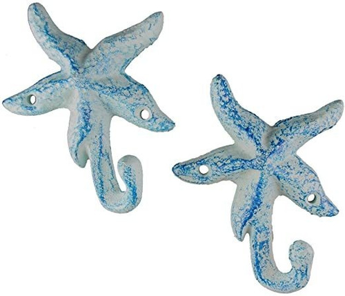 Gancho De Hierro Estrellas De Mar, Conjunto De 2, Azul Claro