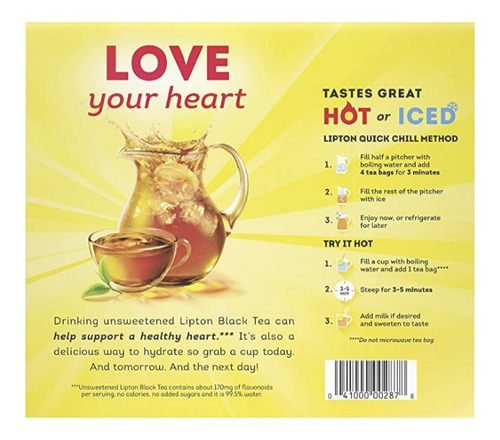 Imagen 3 de 3 de Te Lipton Tea Empaque De 104 Bolsitas Original Sellado