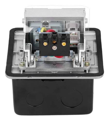 Kit Caja De Piso Pop Up Metálica 2 Tomas 16a + Type-c + Usb