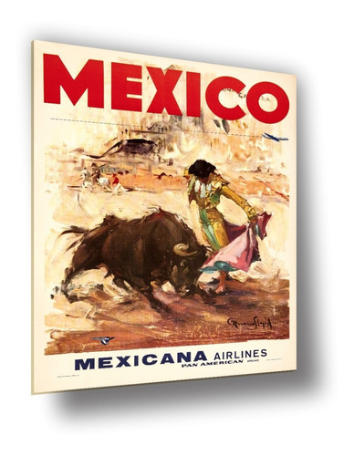 Cuadro Canvas Bastidor Vintage Poster Turismo México Toros