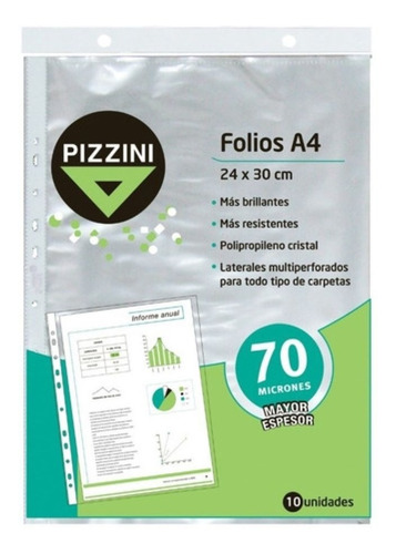 Folios Pizzini Premium A4 X 10u 70 Micrones