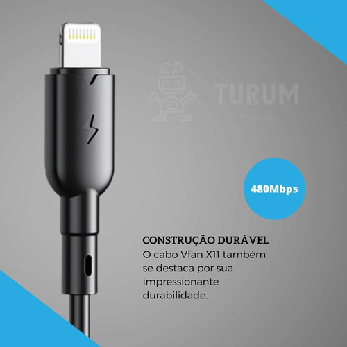 Cabo Para iPhone Reforçado Rápido X11lt Vfan 1 Metro Cor Branco