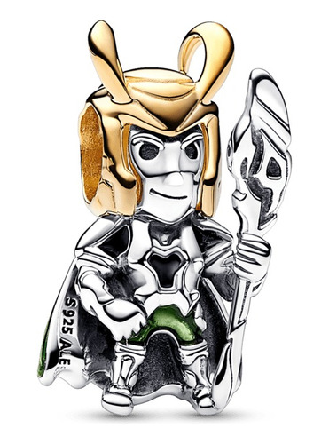 Dije Charm Pandora Loki De Marvel Thor Plata Y Oro Original