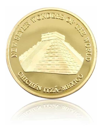 Moneda De Chichen Izta ( 7 Maravillas ) Bañada En Oro De 24k