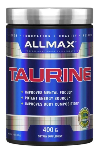 Aminoacido Taurina 400 G Mejora El Enfoque Mental Y Energia