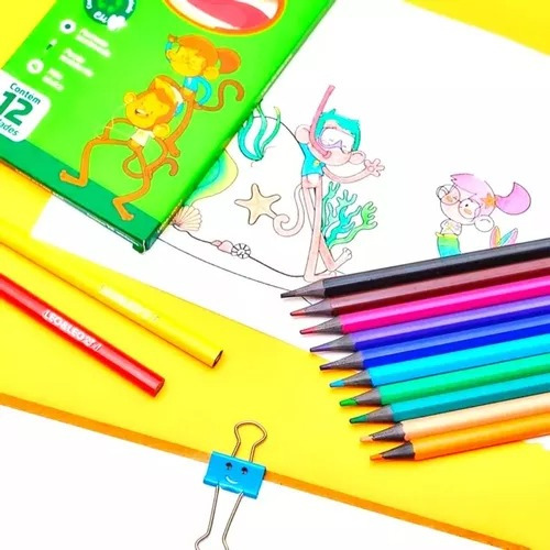 Lápis De Cores Vivas 12 Cores Atacado