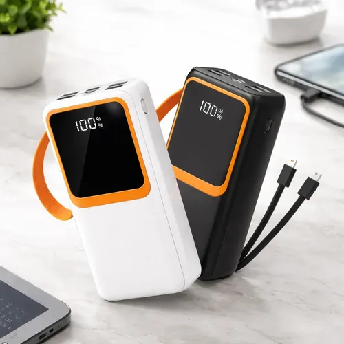 Carregador Power Bank Portátil 30000mah Rápido Turbo Digital Preto E Branco