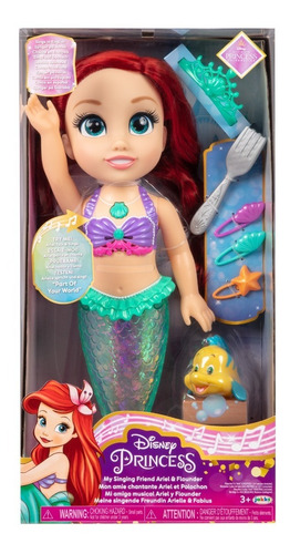 Muñeca La Sirenita Ariel Musical Canta Luz 40cm Disney