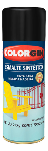 Tinta Spray Colorgin Esmalte Sintético Preto Fosco 350ml - 7