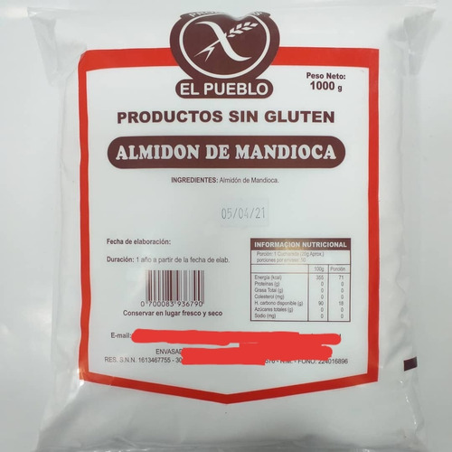 Pack 5 Kilos Almidón De Mandioca Sin Gluten El Pueblo