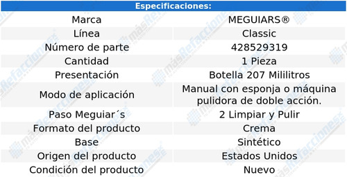 Meguiars Eliminador De Rayones Scratch X 2.0 G10307