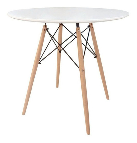 Mesa De Comedor Eames Tapa Redonda 90cm Con Patas Nordicas