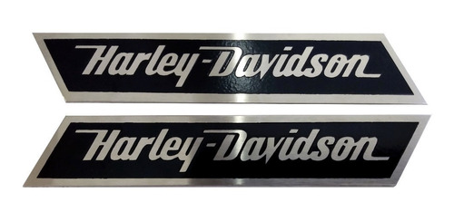 Par Emblema Harley Davidson Black Em Aço Inox Motociclista