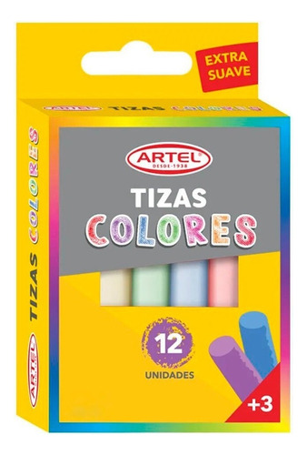 Set De 12 Tizas Colores Extra Suaves - Artel