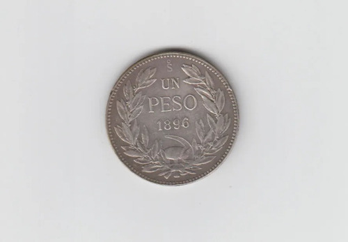 Moneda Chile 1 Peso 1896 Plata Muy Buena