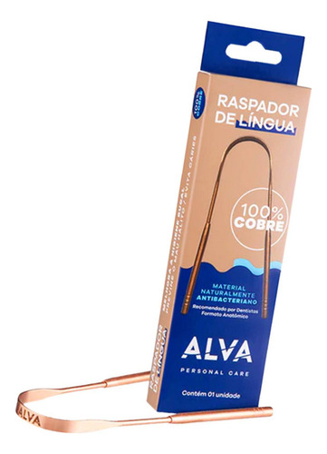 Raspador Limpador De Língua 100% Cobre Alva Ayurveda