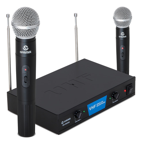 Microfone Sem Fio Profissional Canal Duplo Vhf Karaokê Bares